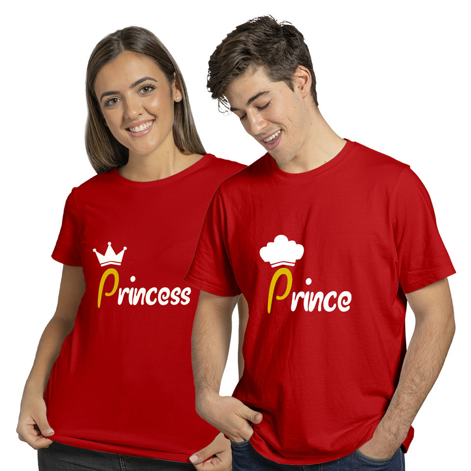 Princess and Prince | Couples and Family | Round Neck Half Sleeve | Set of Two Pcs | Regular Fit